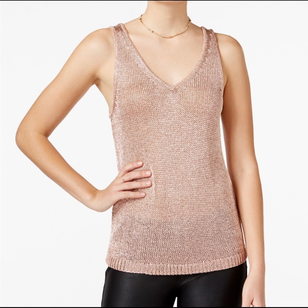Bar III Rose Gold Metallic Tank NWT